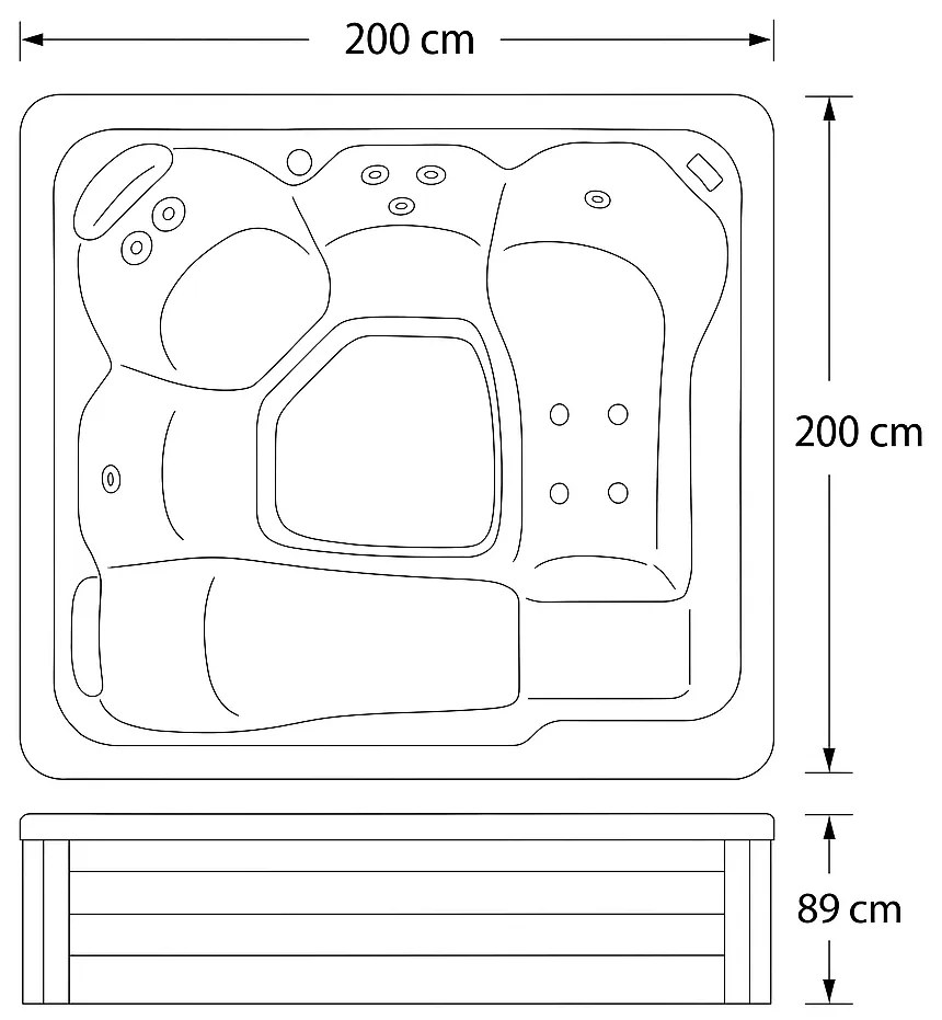 Minipiscina Pluto alb lucios, Wellis, MyLine, sistem stereo myMusic, 5 locuri, 200x200 cm