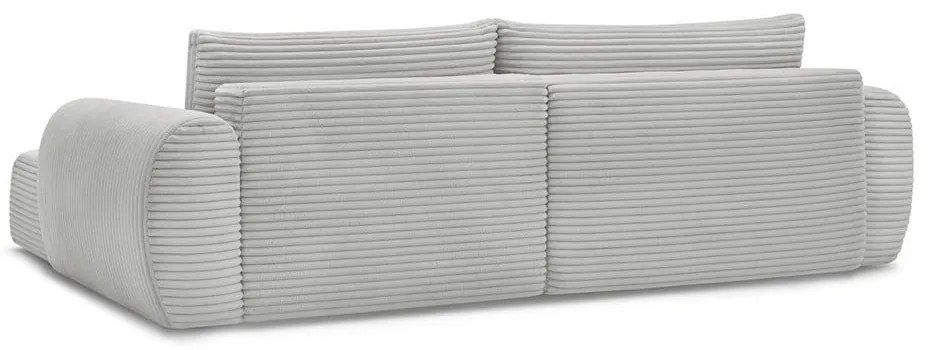 Colțar gri deschis extensibil cu tapițerie din catifea reiată (cu colț pe partea dreaptă) Lucien – Bobochic Paris