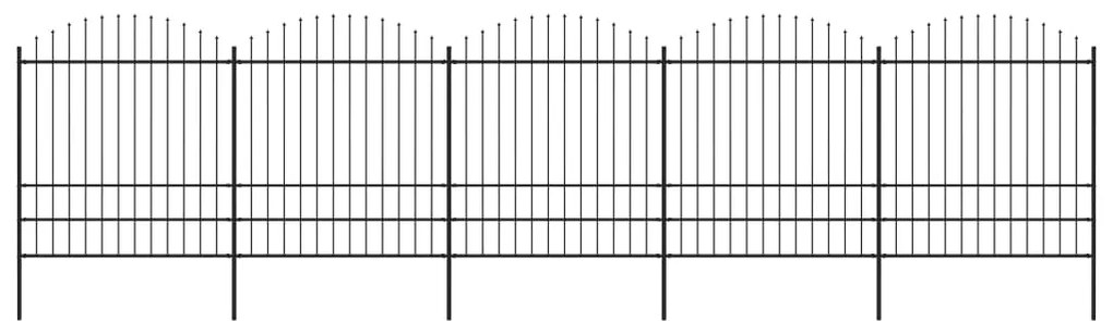 vidaXL Gard de grădină cu vârf tip suliță din oțel 892,5x200 cm, negru