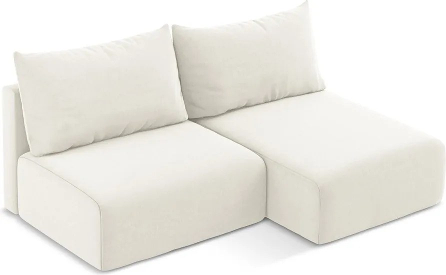 Colțar crem extensibil/cu spațiu de depozitare cu tapițerie din catifea (cu colț pe partea dreaptă/cu șezlong) Kalena – Makamii