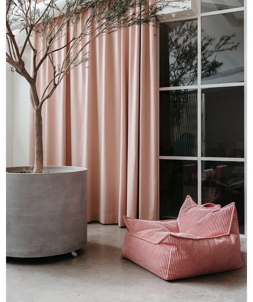 Fotoliu puf pentru copii roz cu tapițerie din catifea reiată Chair – Wigiwama