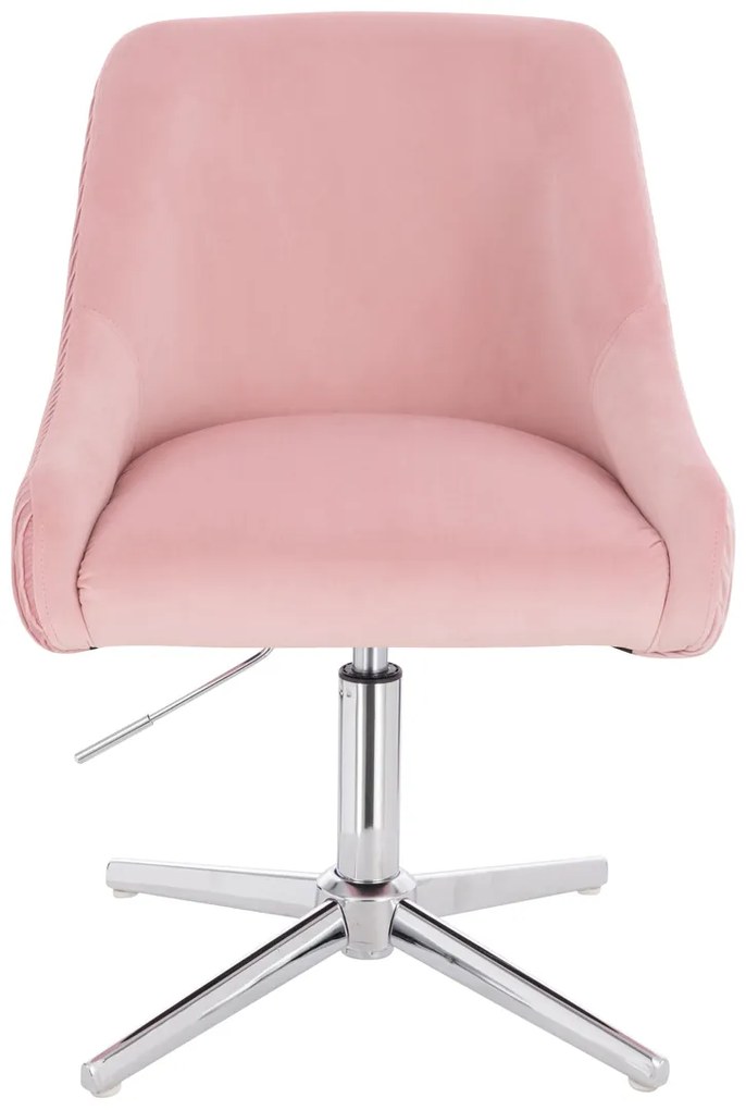 HR920CROSS Scaun Roz Pudra din Catifea cu Bază Cromata
