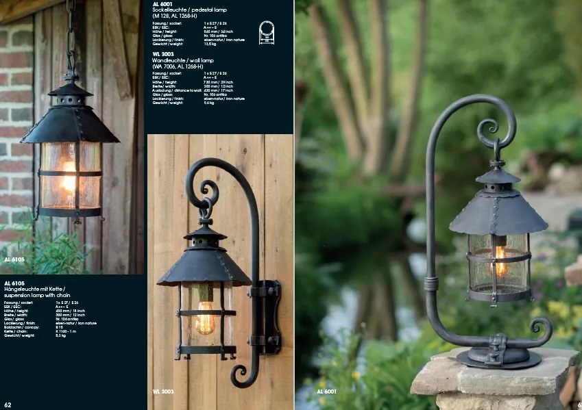 Pendul design medieval, iluminat exterior din fier forjat, HL 2331