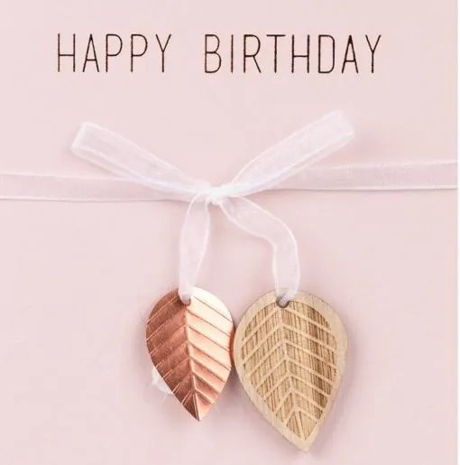Räder Felicitare de onomastica din hartie cu decor din lemn, HAPPY BIRTHDAY