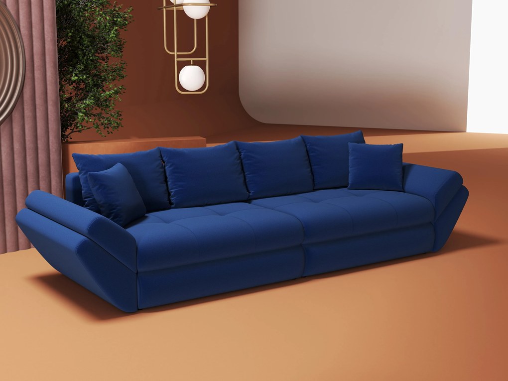 Canapea extensibilă dumonde cu ladă de depozitare si sezut confortabil din spuma high-density, Loana Royal Albastru 300x100 cm