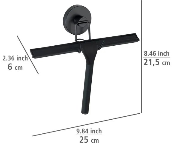 WENKO 24731100 - Racletă pentru duș VACUUM-LOC, rotundă, 24,5 x 25 cm, neagră