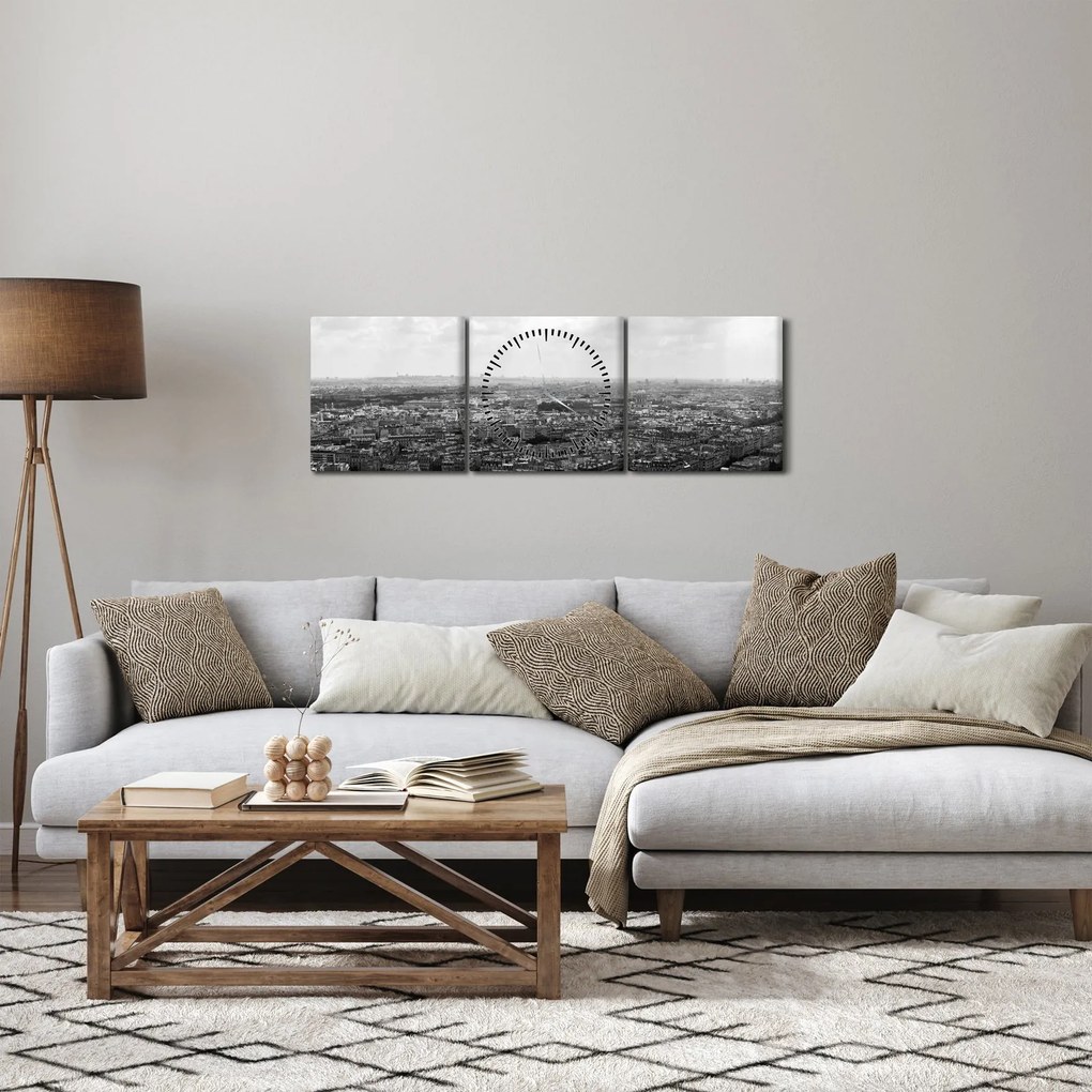 Tablou - Acoperișuri clădirilor din Paris (cu ceas) (90x30 cm)