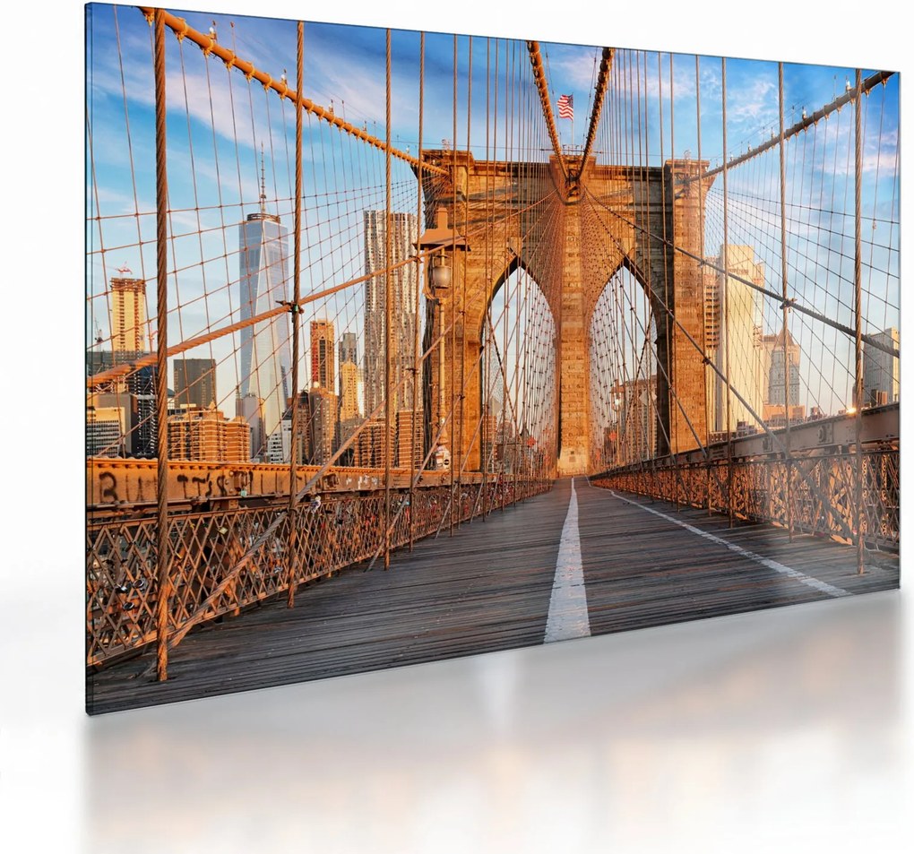 Tablou pe sticlă - Podul Brooklyn (70x50 cm)