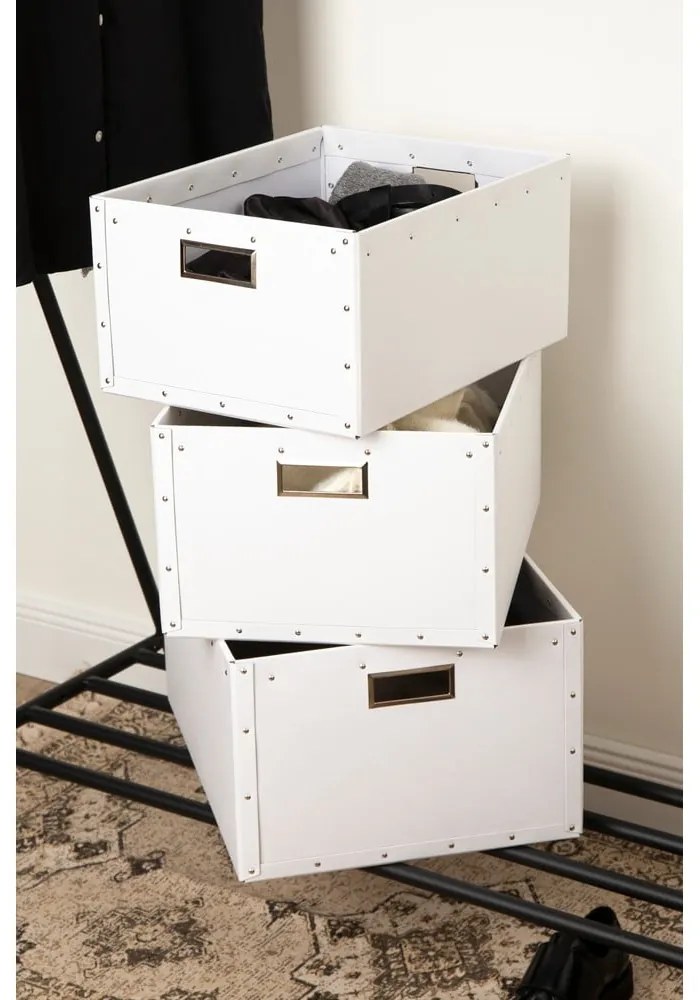 Cutii de depozitare albe 3 buc. din carton Ture – Bigso Box of Sweden