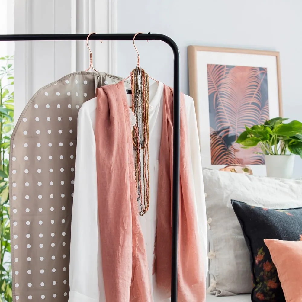 Husă de protecție pentru haine de agățat Compactor Dots, 100 cm, bej