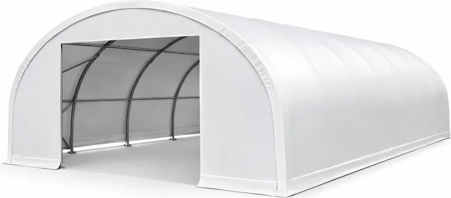 Cort profesional industrial de depozitare, structura simpla, tip semirotund, 12.2x24x6.1 m, Alb,