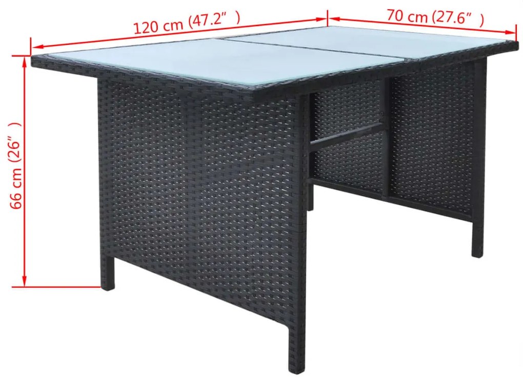 Set mobilier de exterior cu perne, 6 piese, negru, poliratan Negru, 6