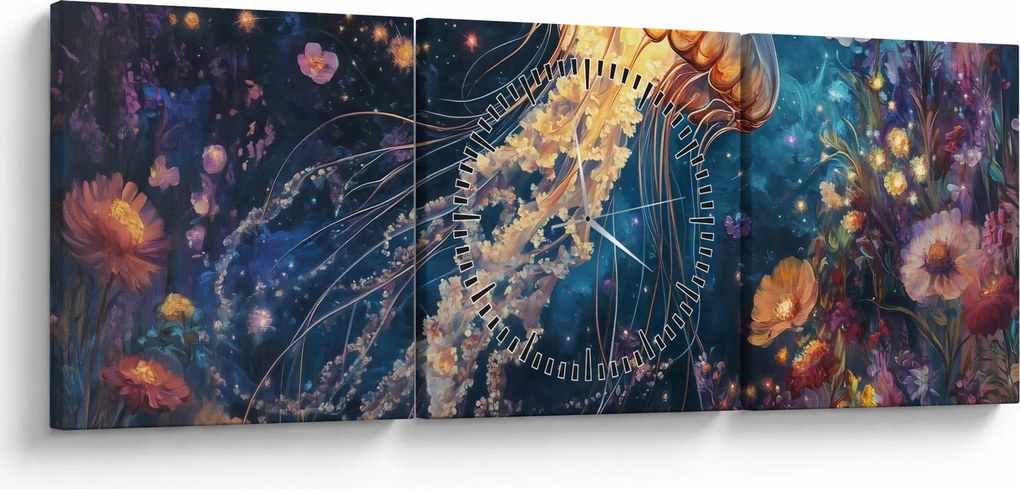 Tablou - Meduză magică (cu ceas) (90x30 cm)