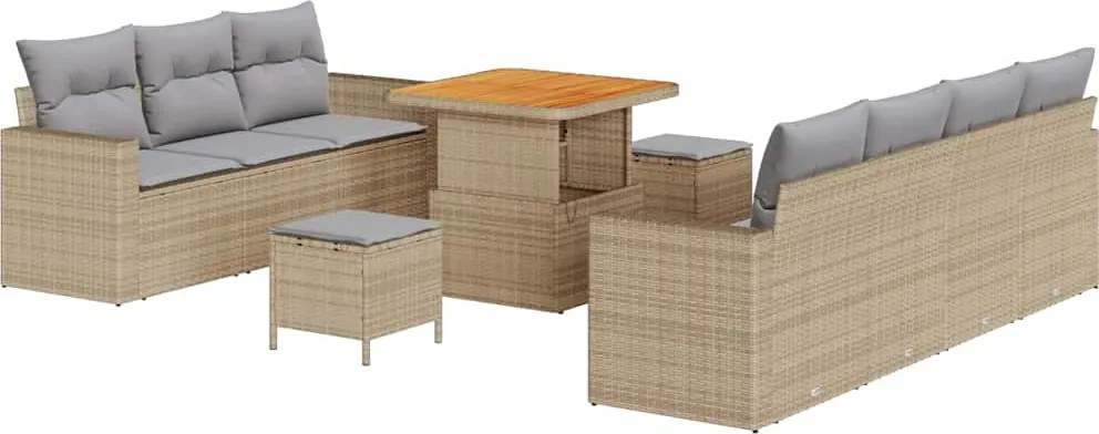 vidaXL Set de canapele pentru grădină 10 pcs Bej poliratan
