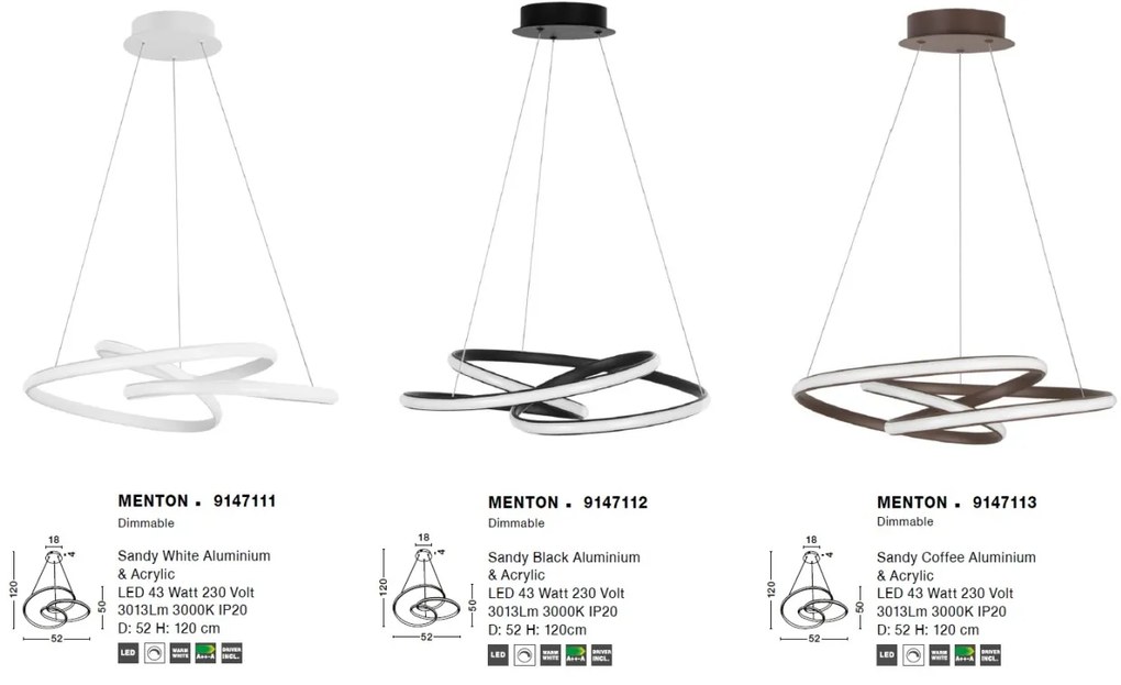 Lustra LED suspendata design modern MENTON alba NVL-9147111