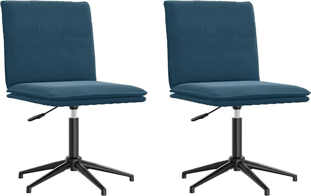 vidaXL Scaune de sufragerie, 2 buc., albastru, catifea