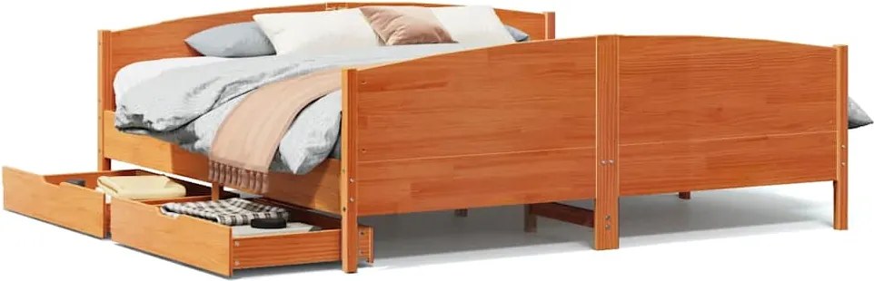 vidaXL Cadru pat fără saltea, maro ceruit, 160x200 cm, lemn masiv pin