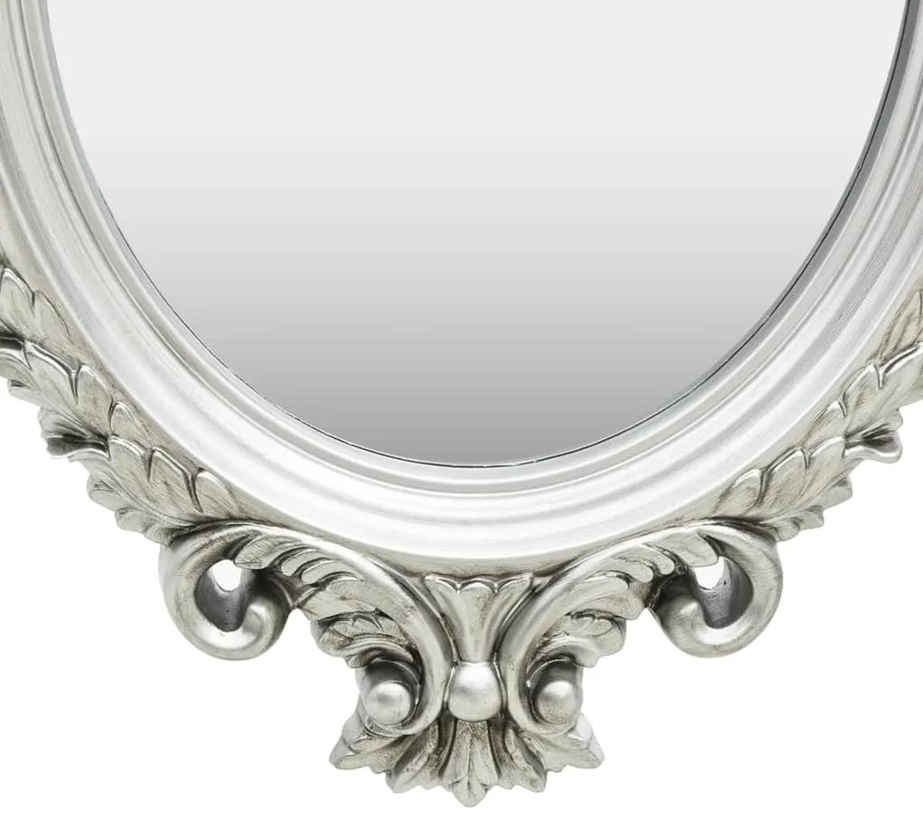 Oglinda de perete in stil Castle, argintiu, 56 x 76 cm 1, Argintiu