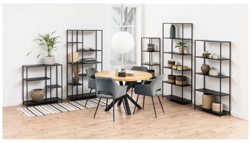 Bibliotecă neagră din metal 80x165 cm Newcastle – Actona
