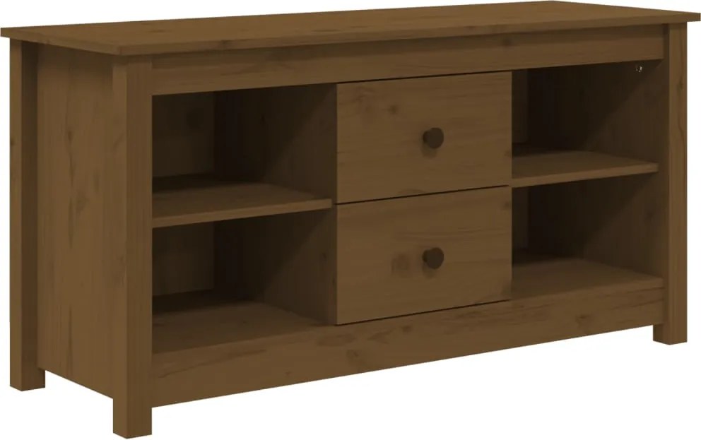 vidaXL Comodă TV, maro miere, 103x36,5x52 cm, lemn masiv de pin
