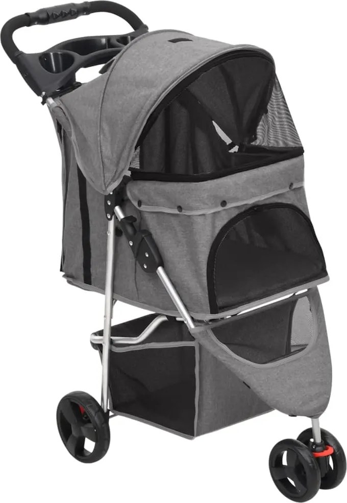 vidaXL Cărucior pliabil pentru câini, gri, 80x46x98 cm țesătură Oxford