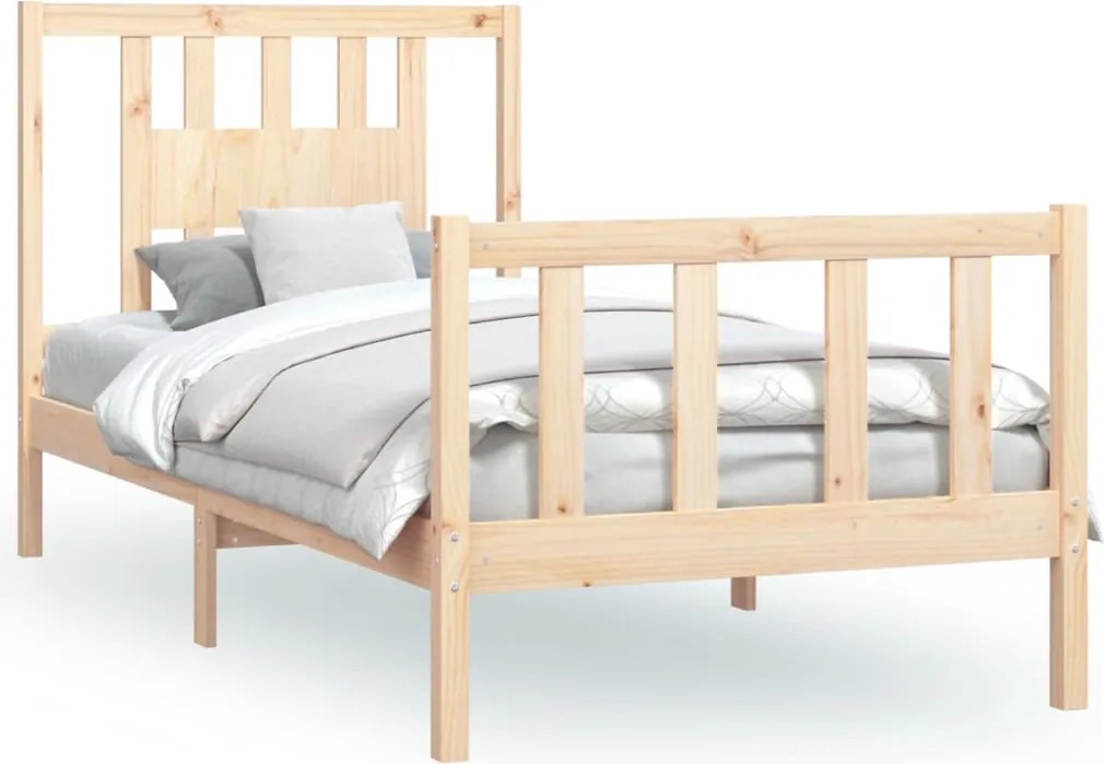 vidaXL Cadru de pat cu tăblie, 100x200 cm, lemn masiv de pin