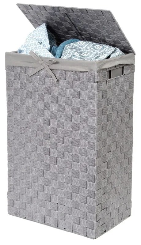 Coș de rufe cu capac Compactor Laundry Linen, înălțime 60 cm, gri