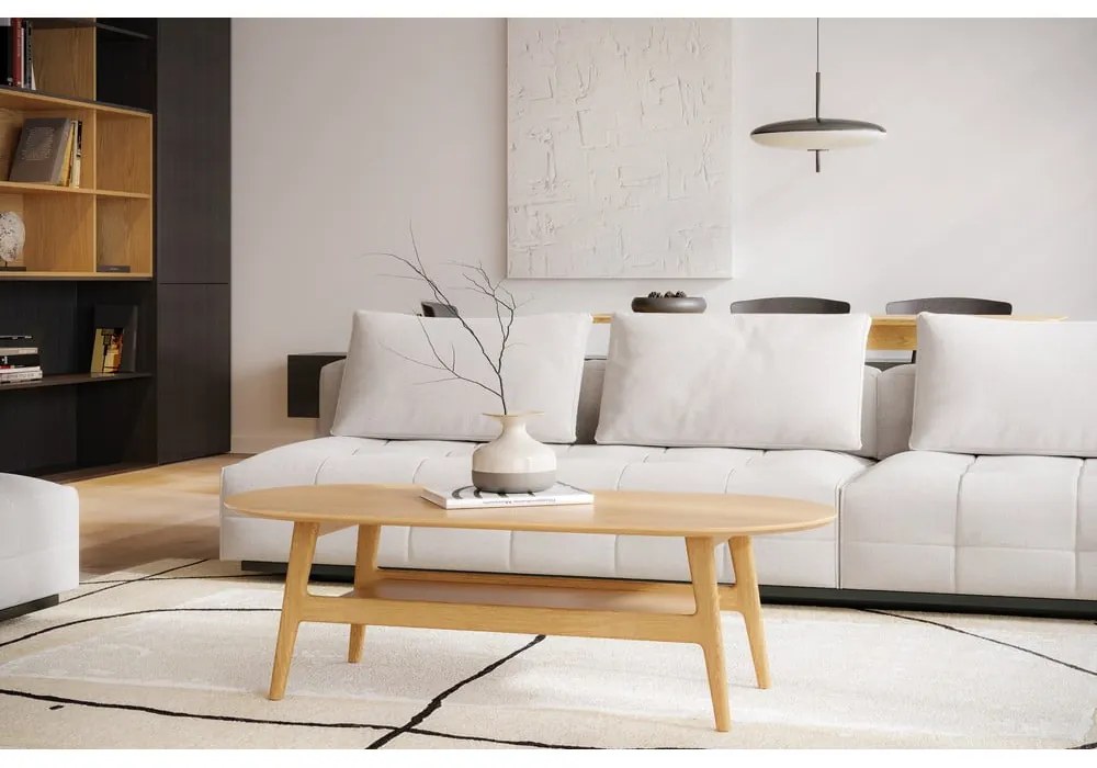 Măsuță de cafea în culoare naturală cu aspect de lemn de stejar 60x130 cm Curved – Woodman