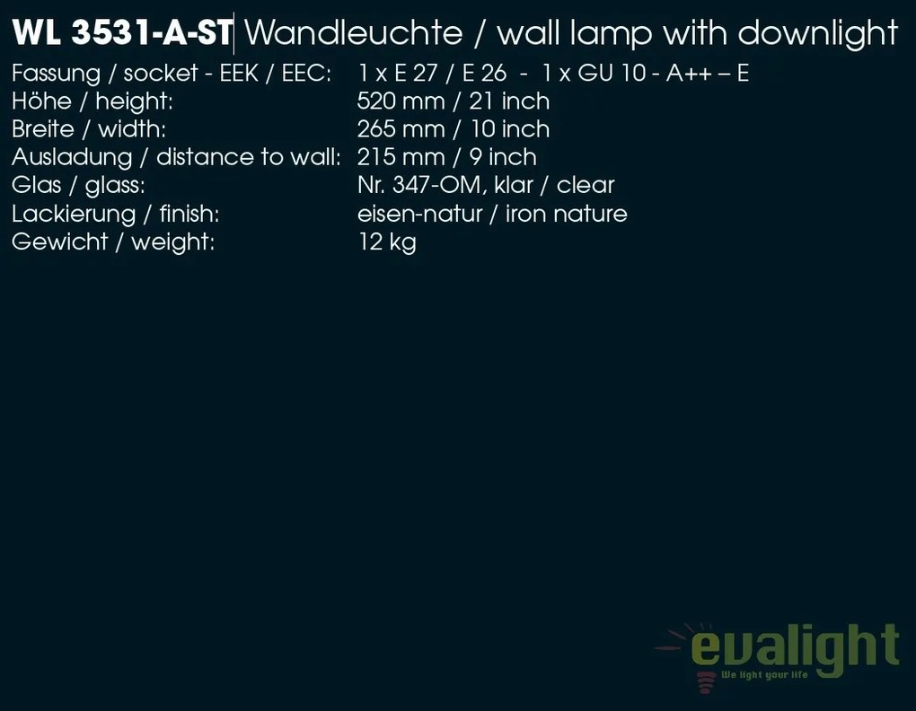 Aplica iluminat exterior din fier forjat, WL 3531-A-ST