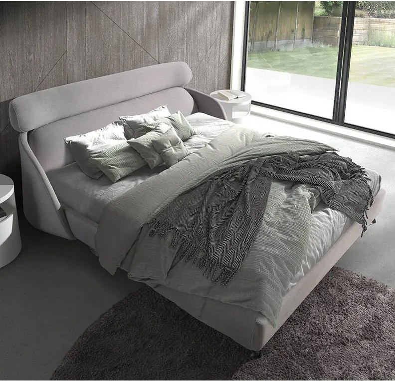 Pat dublu tapitat design LUX Light grey 180x200cm