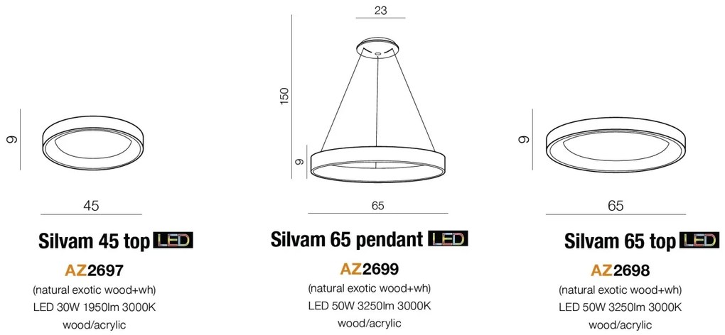 Lustra LED moderna design lemn natural 65cm Silvam