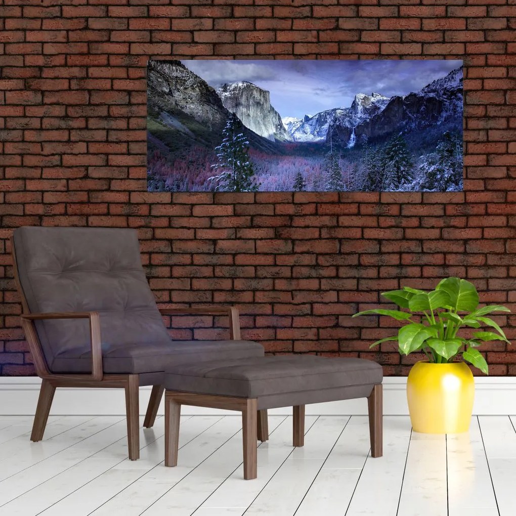 Tablou cu peisaj montan iarna (120x50 cm)