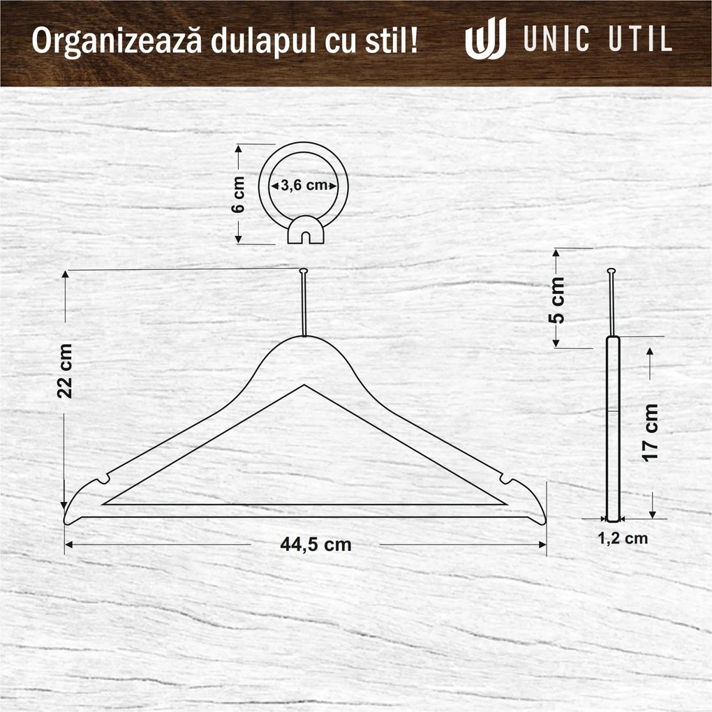 Umerase Hotel din Lemn de Artar cu Cârlig Antifurt, Natur, UUUM07