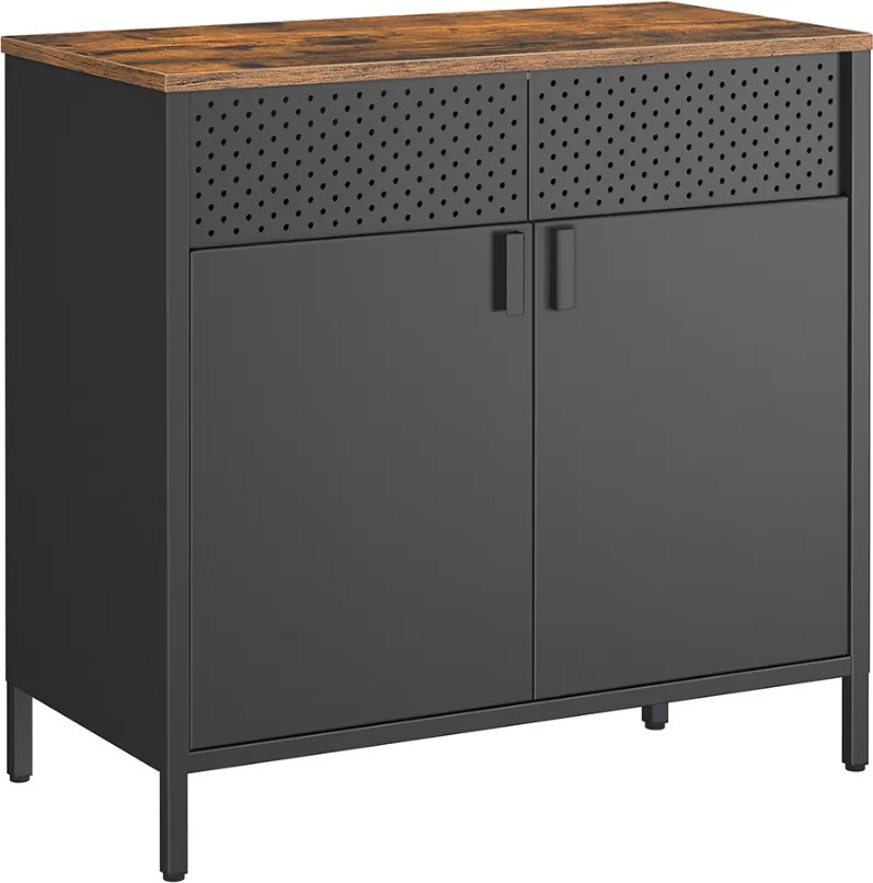 Dulap de depozitare metalic BRIX, 76x80x40cm, negru/maro SongmicsHome