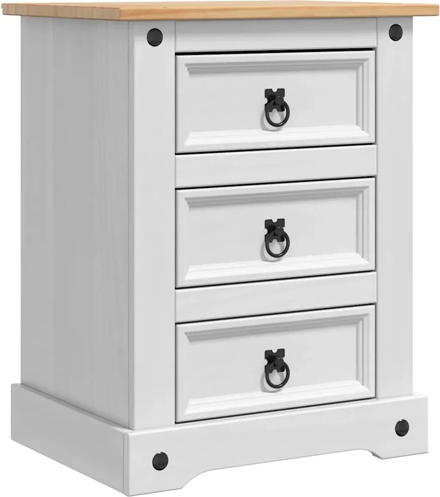 vidaXL Noptieră cu sertar Corona Alb 53 x 39 x 66 cm Lemn de pin masiv
