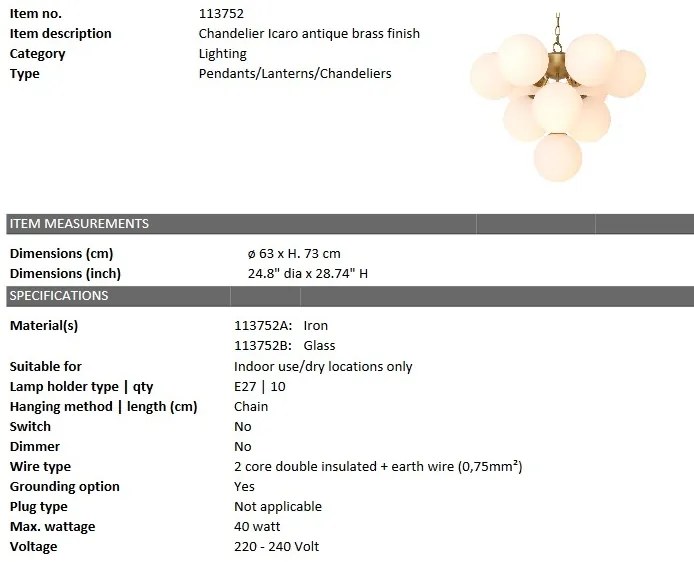 Candelabru elegant design LUX Icaro alama/alb 113752 HZ