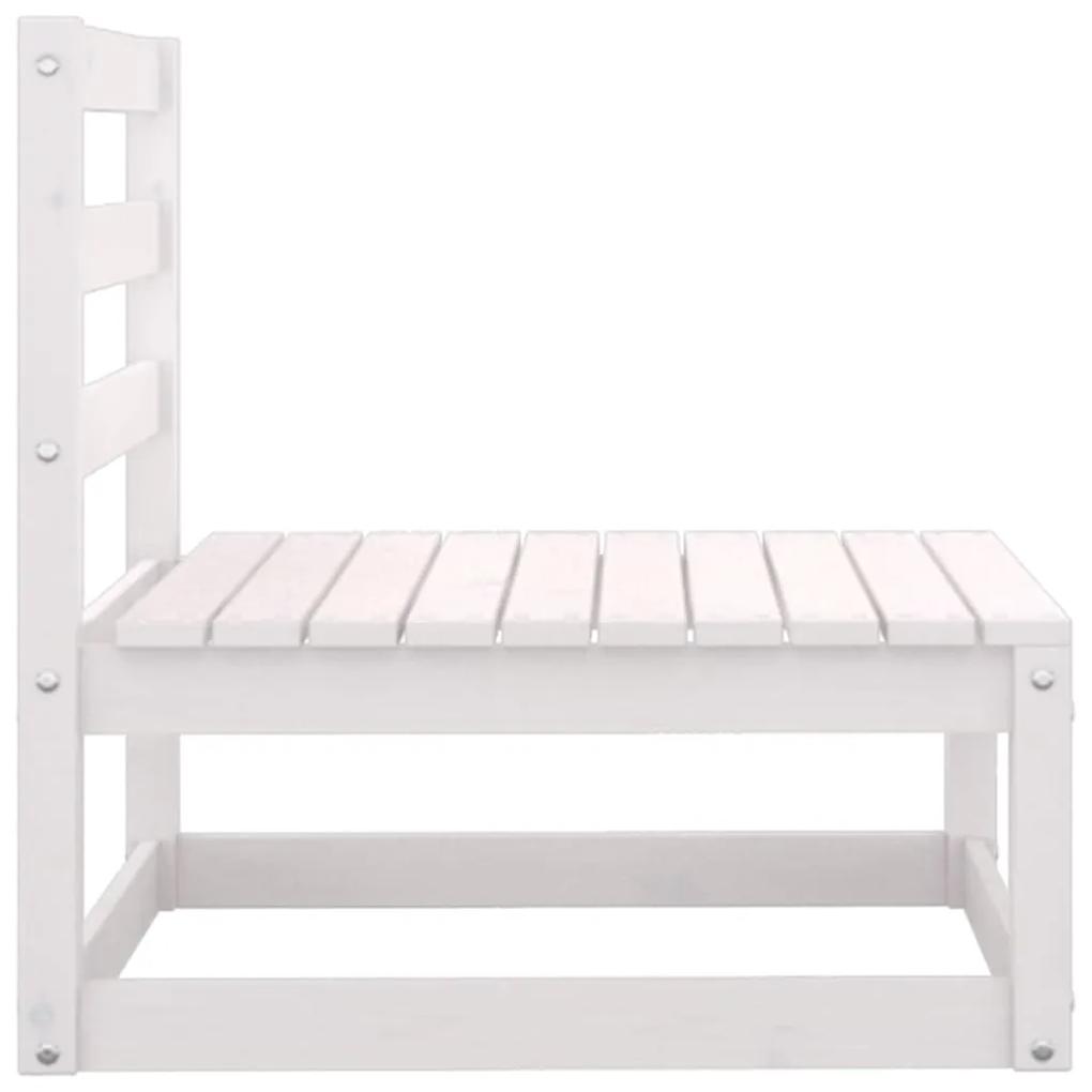 Canapea de mijloc pentru gradina, alb, lemn masiv de pin Alb, canapea de mijloc, 1