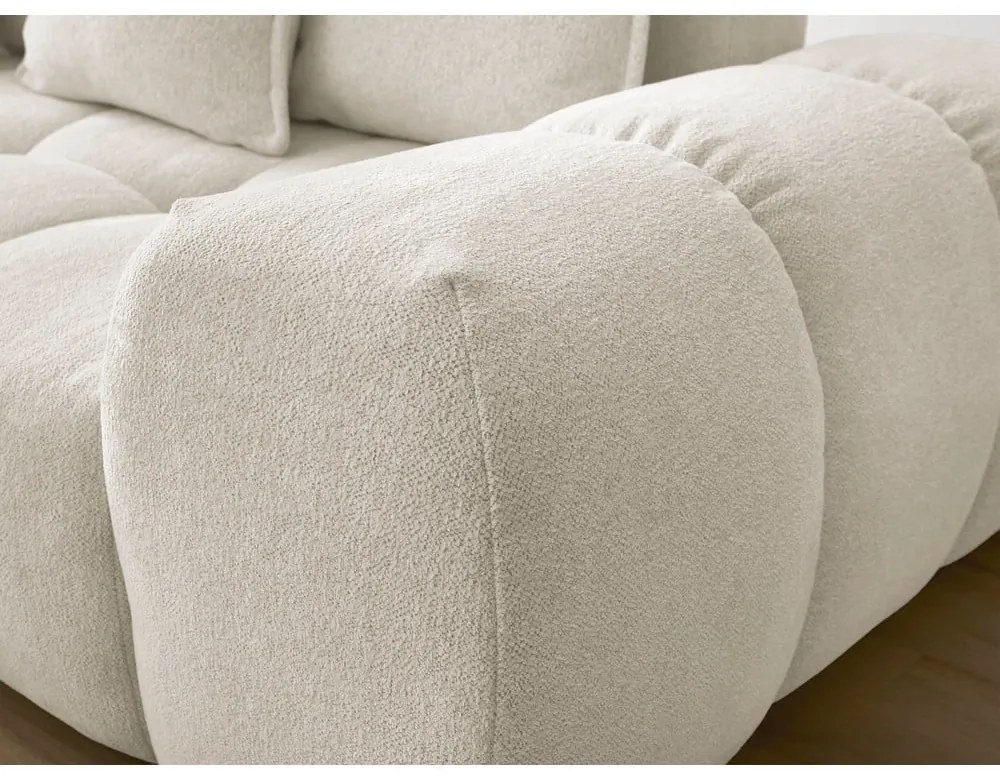 Colțar alb extensibil/cu spațiu de depozitare cu tapițerie din chenille (cu colț pe partea stângă/în formă de ”L”) Everest – Bobochic Paris