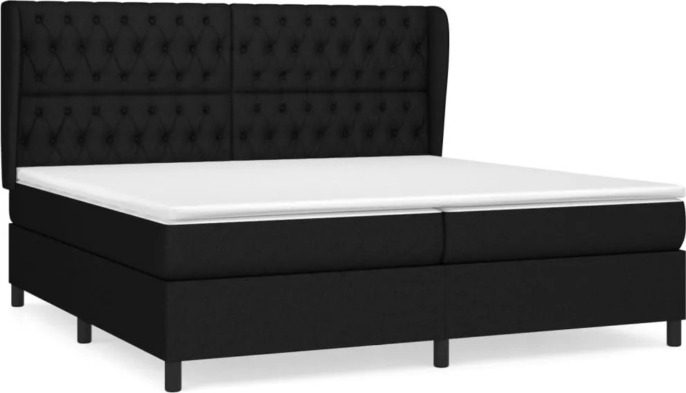 vidaXL Pat box spring cu saltea, negru, 200x200 cm, textil