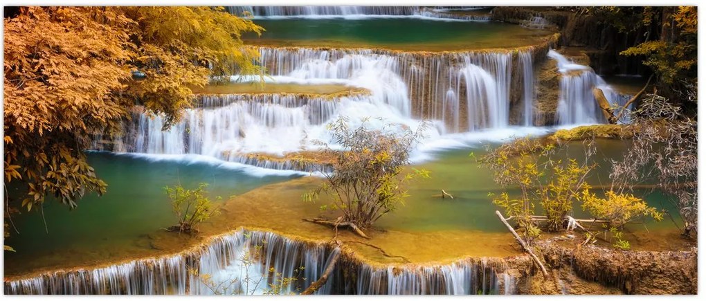 Tablou - Cascada Huay Mae Khamin, Thailanda (120x50 cm)
