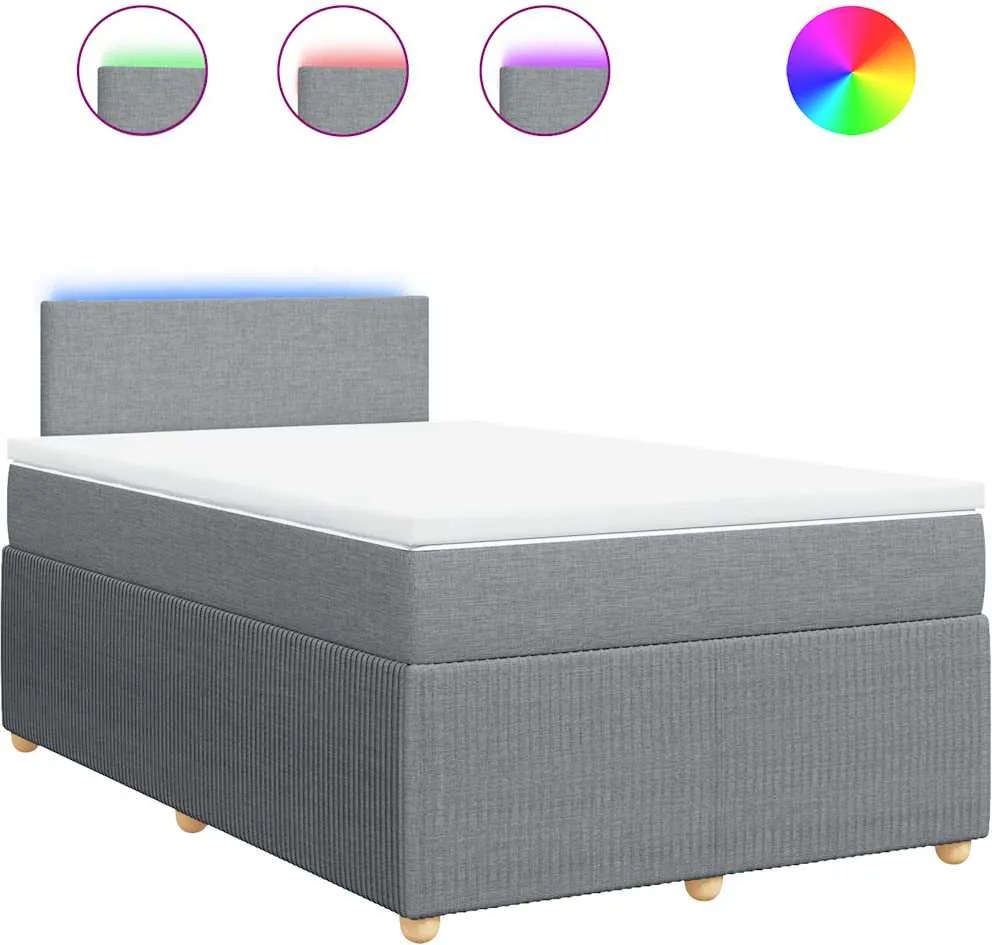 vidaXL Pat box spring cu saltea, gri deschis, 120x190 cm, textil