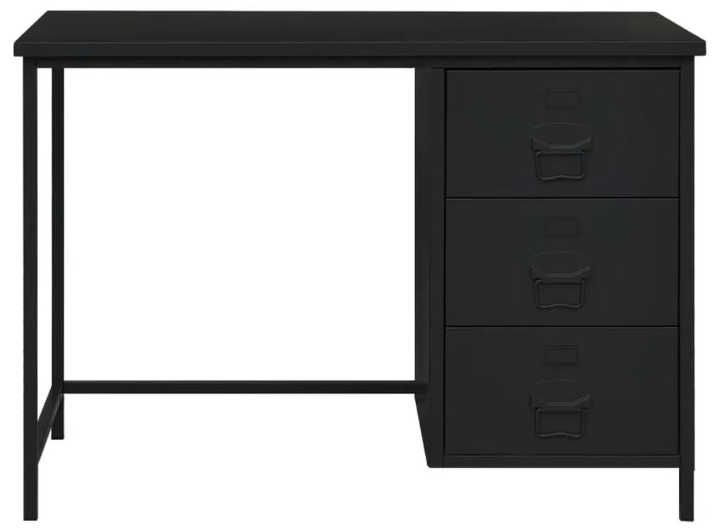 Birou cu sertare, negru, 105x52x75 cm, otel, industrial Negru