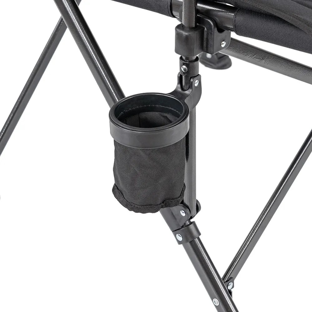 Leziter XL scaun de pescuit cu braț și suport pentru pahare negru