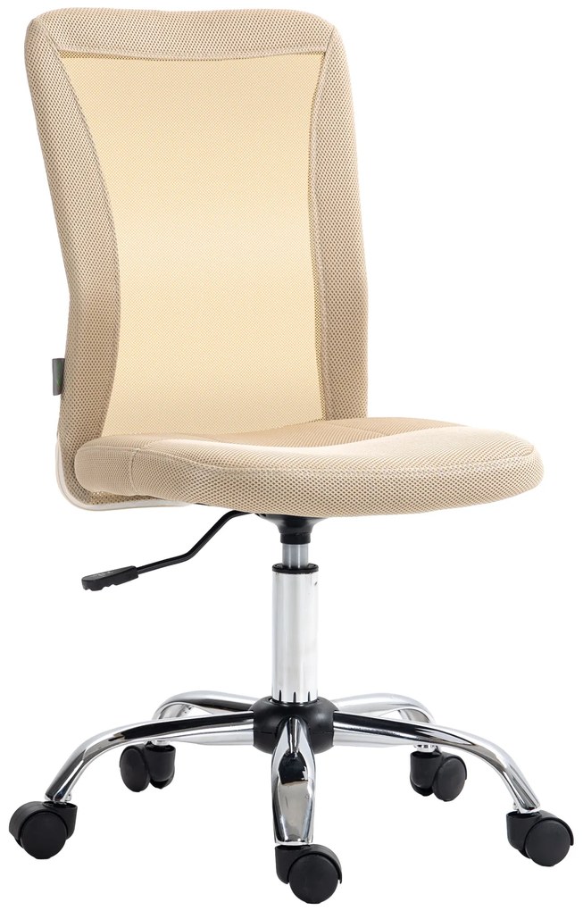 Vinsetto Scaun de birou ergonomic înălțime reglabilă picior cromat rotativ 360° îmbrăcăminte material textil bej | Aosom Romania