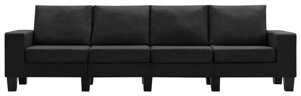 Canapea cu 4 locuri, negru, material textil Negru, 4 locuri