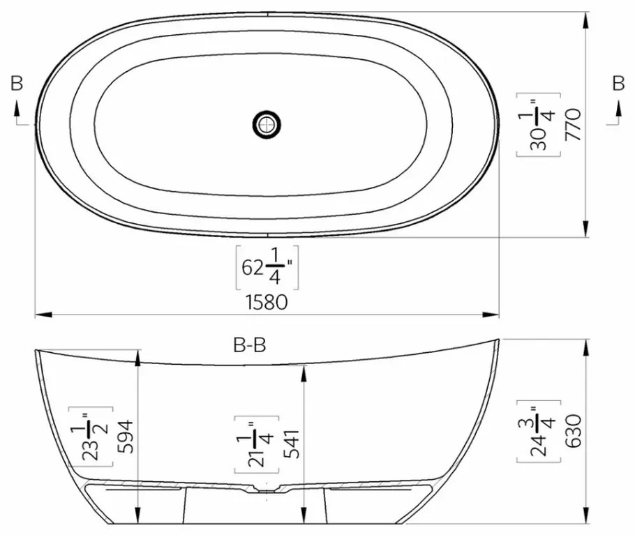 Cada baie freestanding ovala, compozit, 158 x 77 cm, Foglia Bella