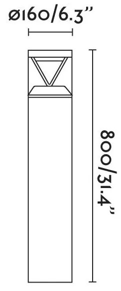 Stalp LED iluminat exterior simetric 360º IP65 RUSH 80cm 4000K