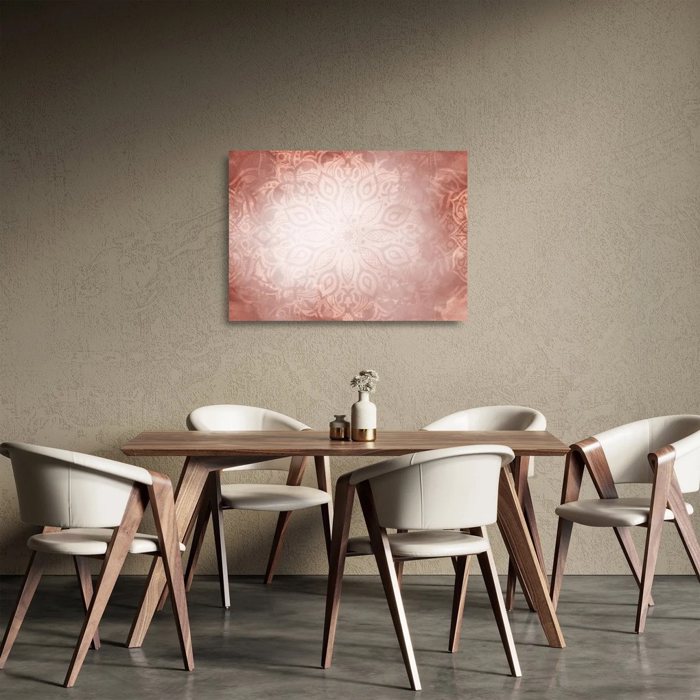 Tablou pe sticlă - Mandala roz (70x50 cm)