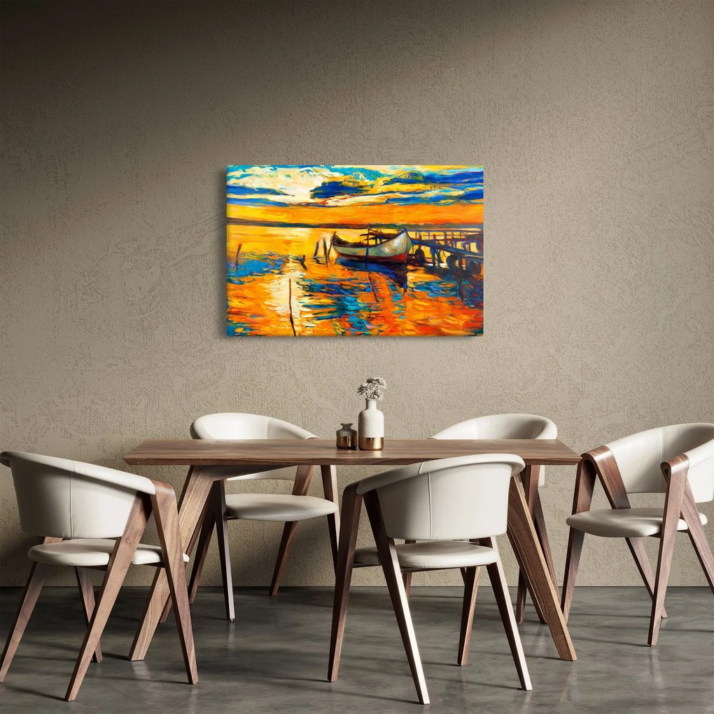 Tablou - Barca la apus de soare (90x60 cm)
