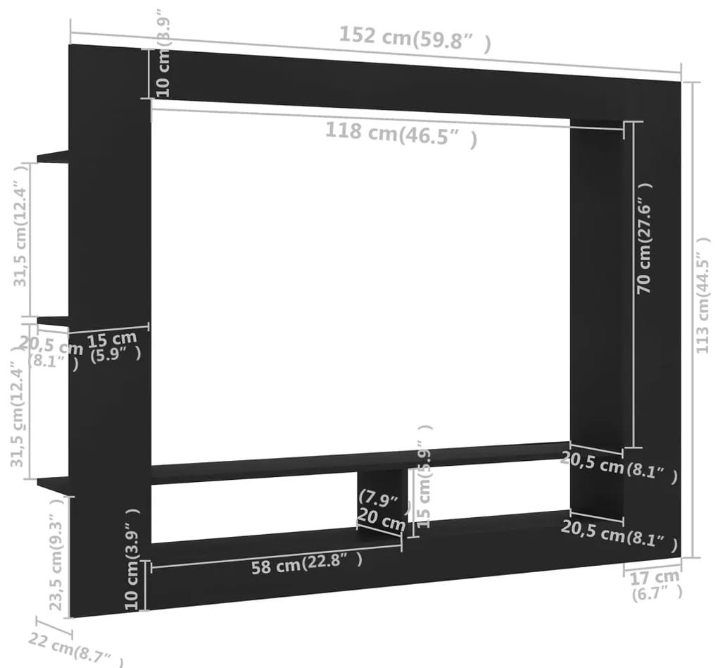 Comoda TV, negru, 152x22x113 cm, PAL 1, Negru